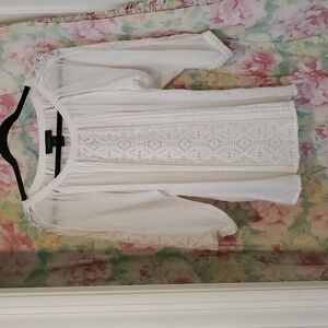 Karen Kane White Eyelet Peasant Style Top